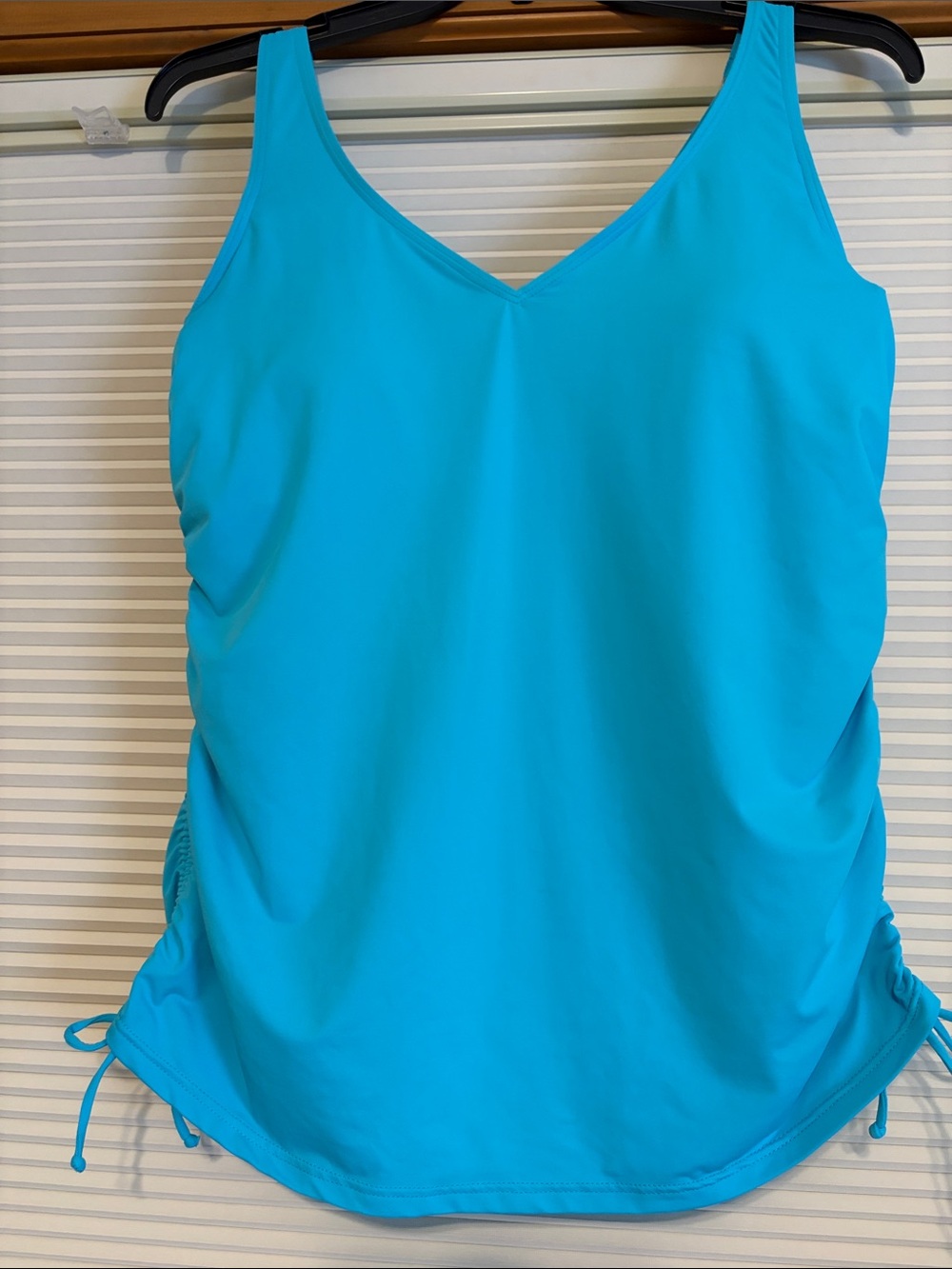 Lands' End Turquoise V-Neck One-Piece Tankini with Side Ties